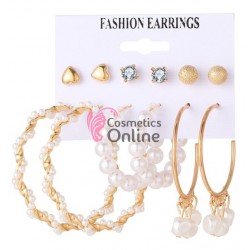 Cercei pentru dama moderni EARR27 Aurii Set de 6 perechi